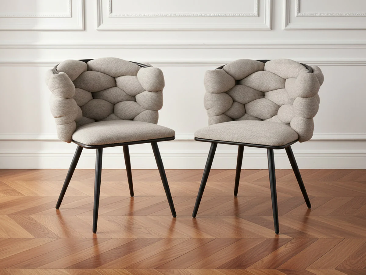 Lot de 2 chaises CHLOE Tissu texturé - Image 5