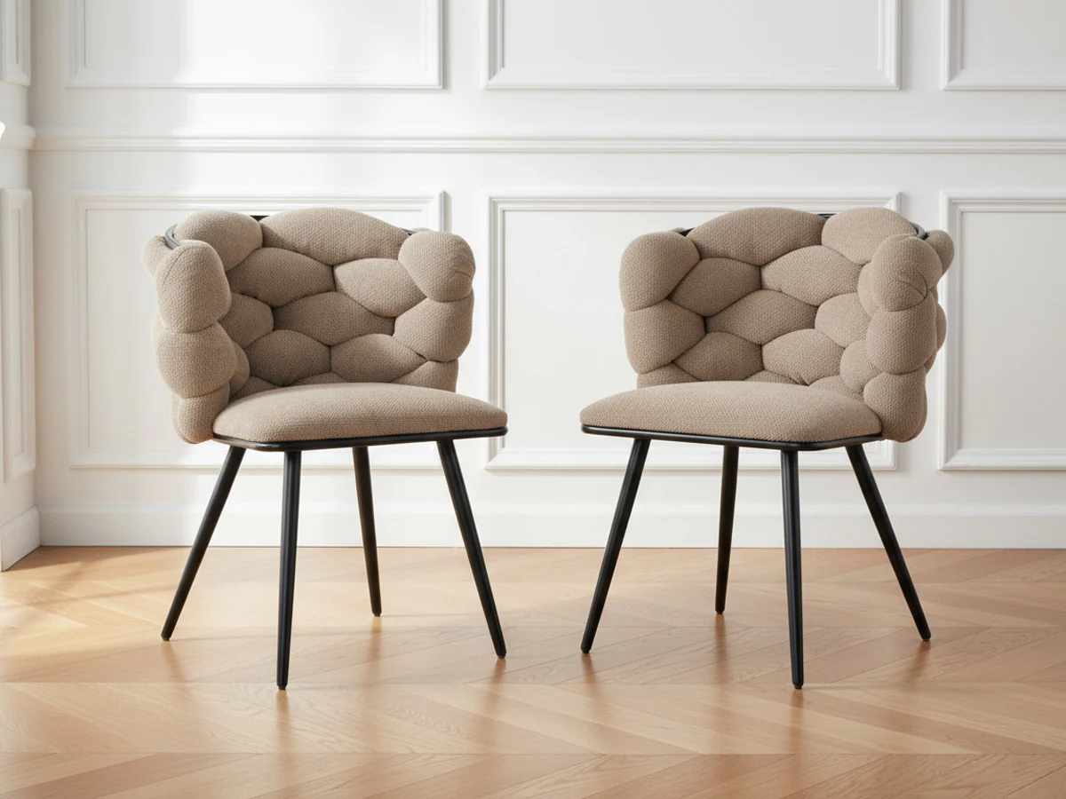 Lot de 2 chaises CHLOE Tissu texturé - Image 6