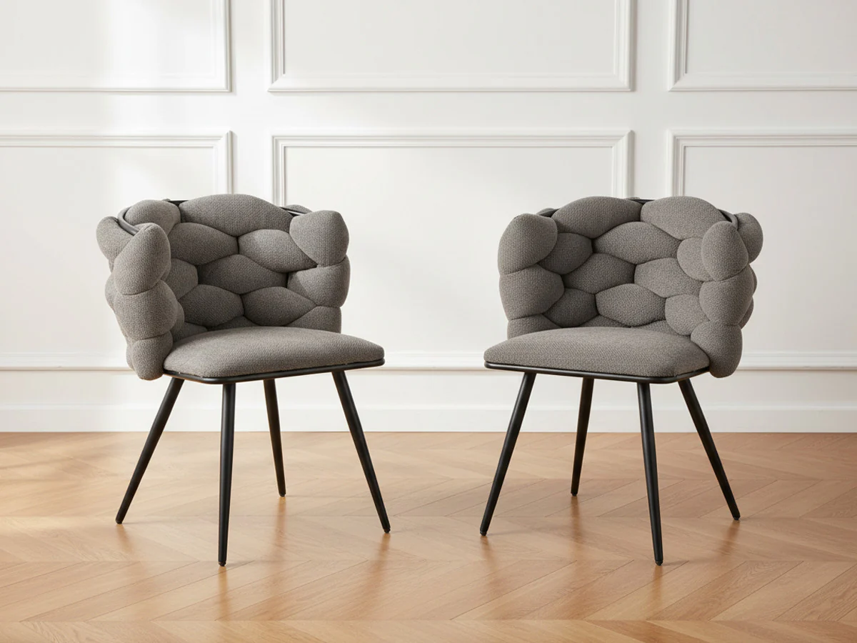 Lot de 2 chaises CHLOE Tissu texturé - Image 7