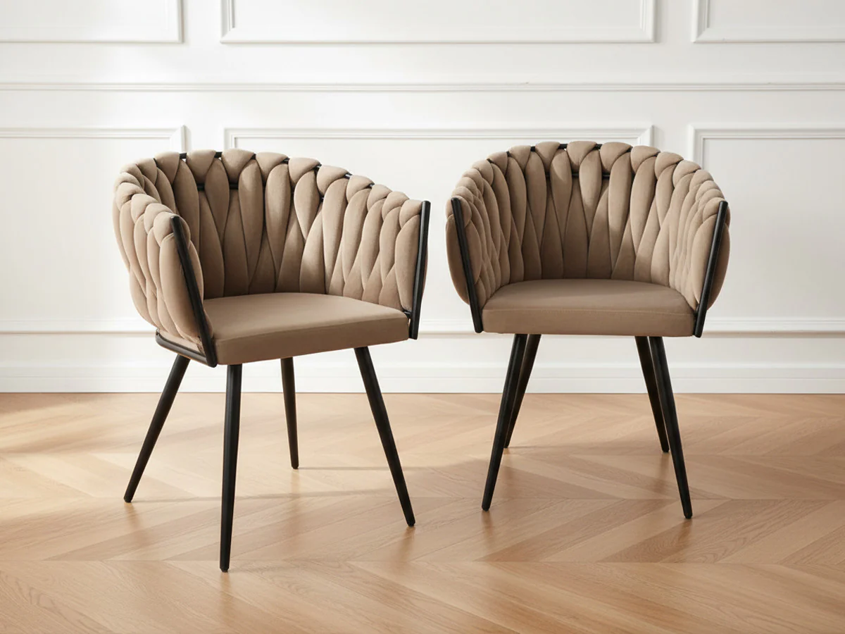 Lot de 2 fauteuils de table CHARLOTTE Tissu velours - Image 6