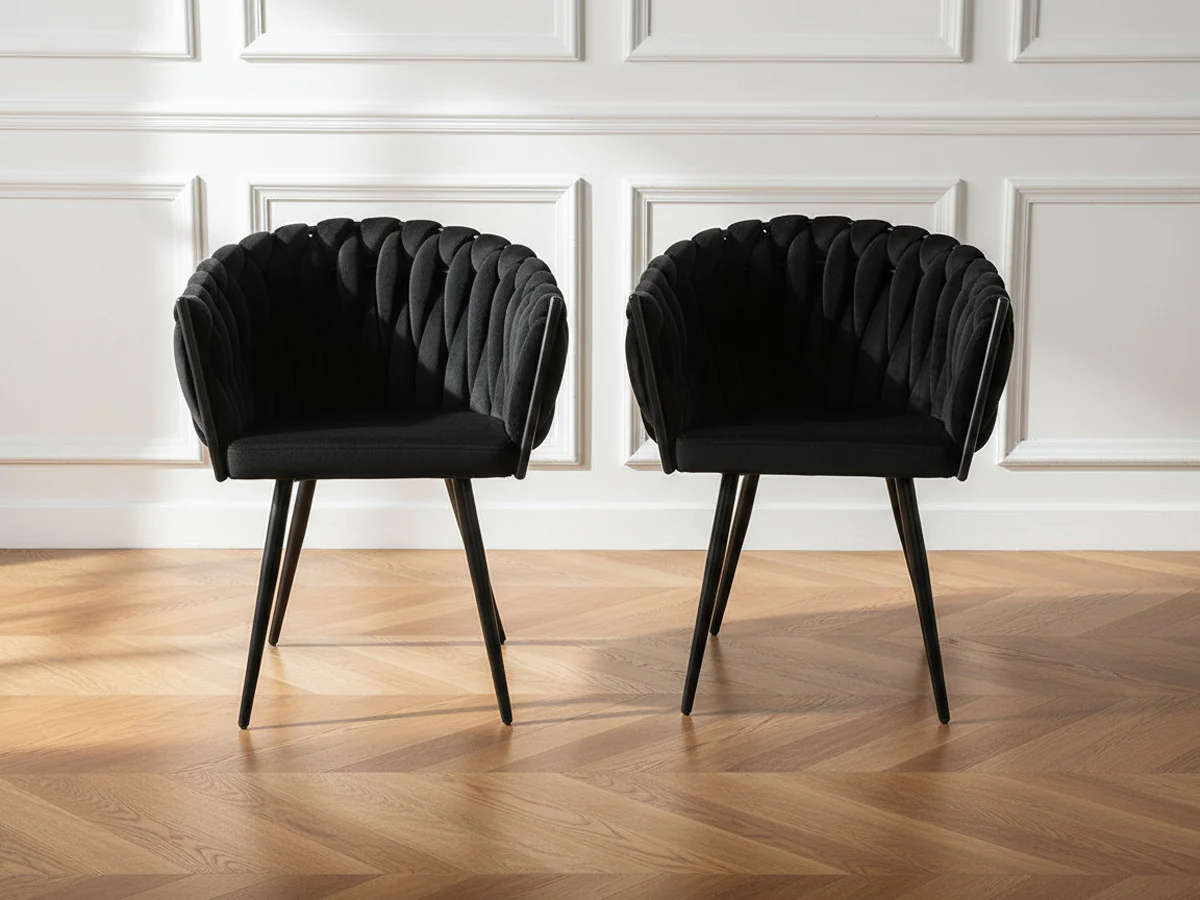 Lot de 2 fauteuils de table CHARLOTTE Tissu velours - Image 7