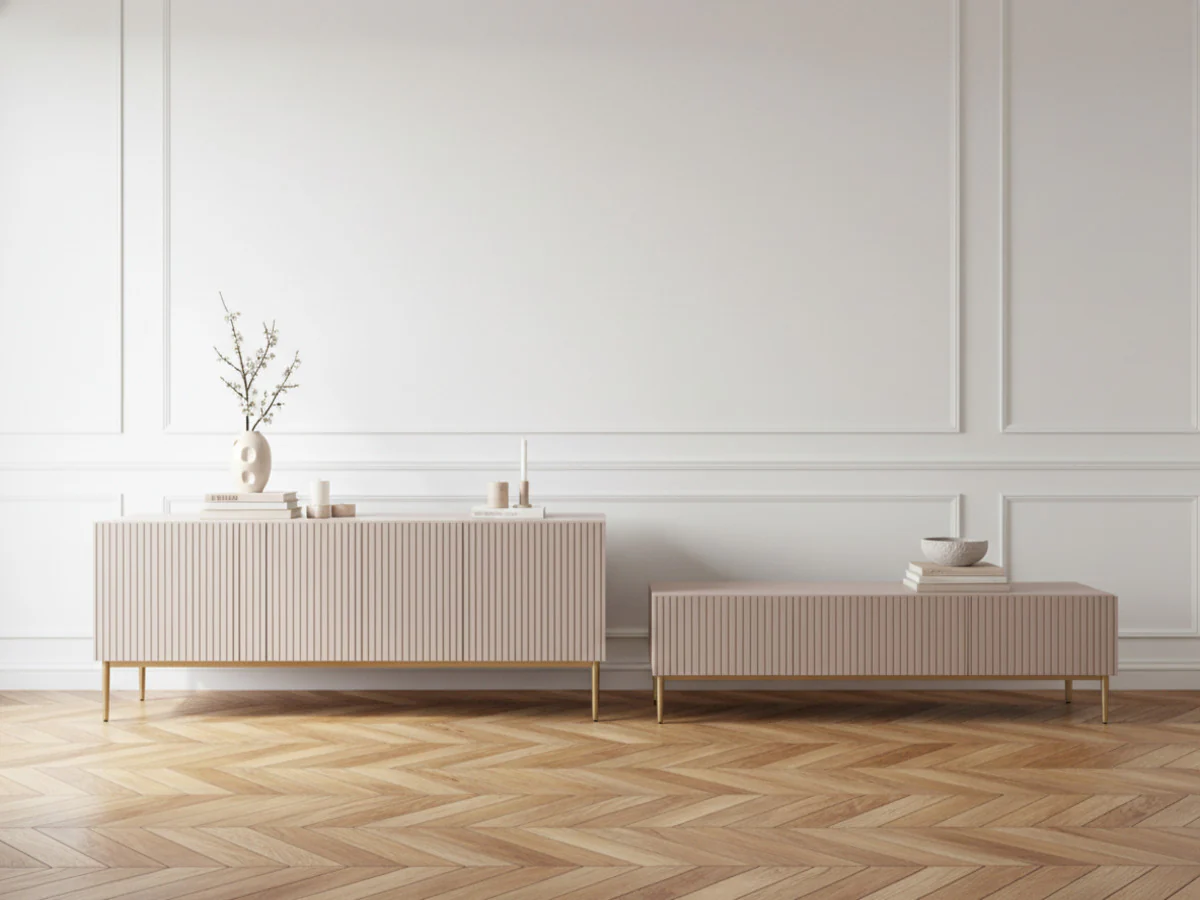 Ensemble KASHA avec Meuble TV 200 cm + Buffet 4 portes 200 cm pieds or - Image 7