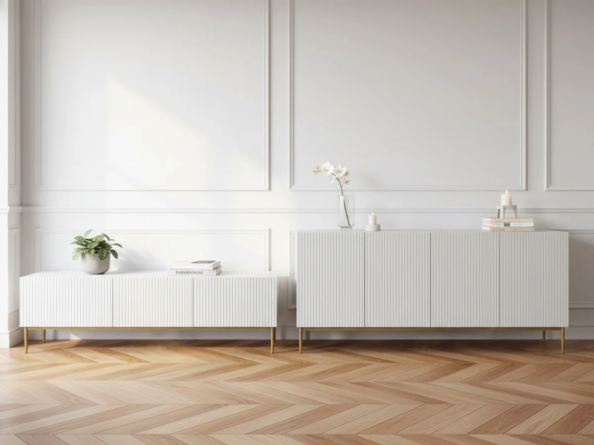 Ensemble KASHA avec Meuble TV 200 cm + Buffet 4 portes 200 cm pieds or - Image 8