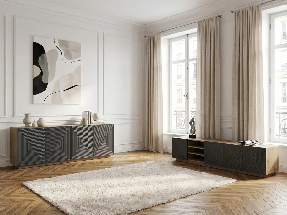 Ensemble ALICE avec Meuble TV avec niche 200 cm + Buffet 4 portes 200 cm - Image 7