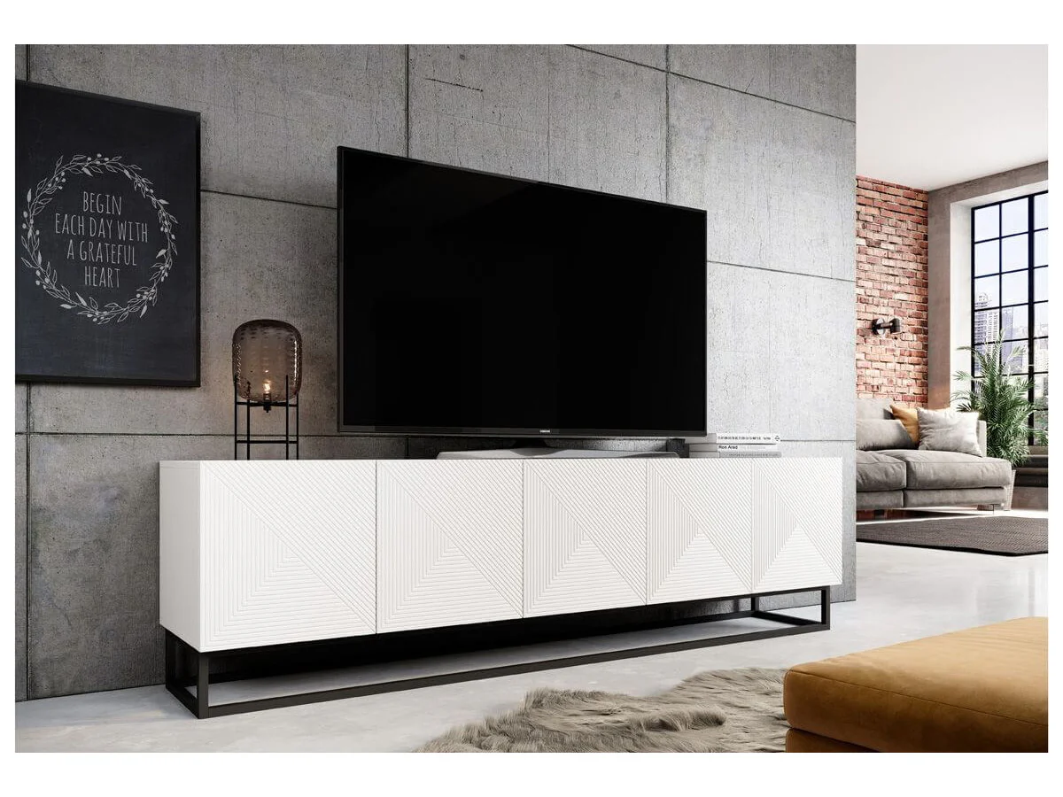 Ensemble ALICE avec Meuble TV 200 cm + Buffet 4 portes 200 cm pieds métal - Image 3