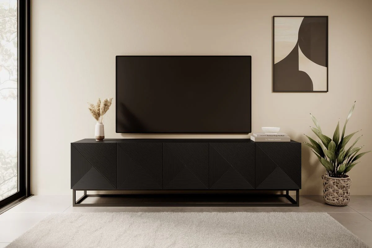Ensemble ALICE avec Meuble TV 200 cm + Buffet 4 portes 200 cm pieds métal - Image 7