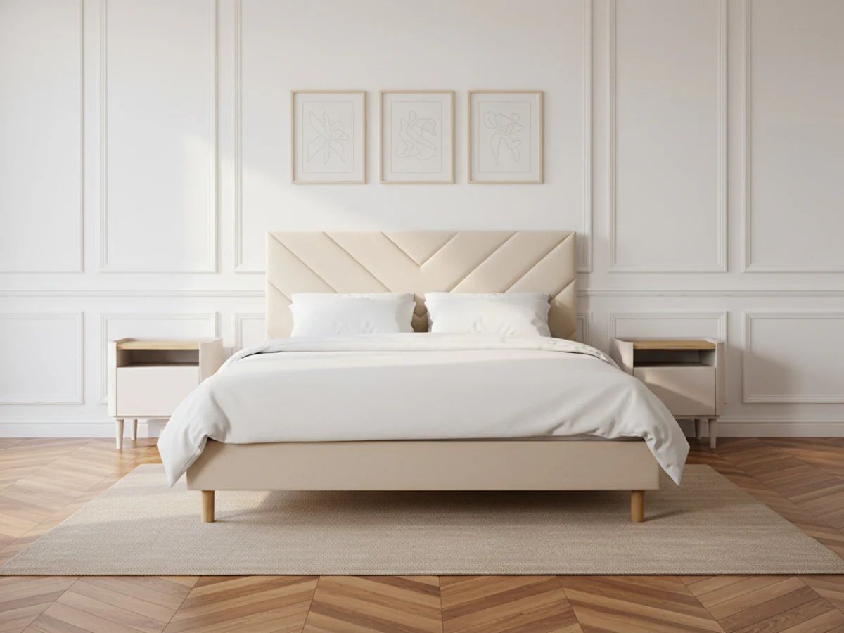 Lit ROMANE avec lattes massives tissu velours - Image 5