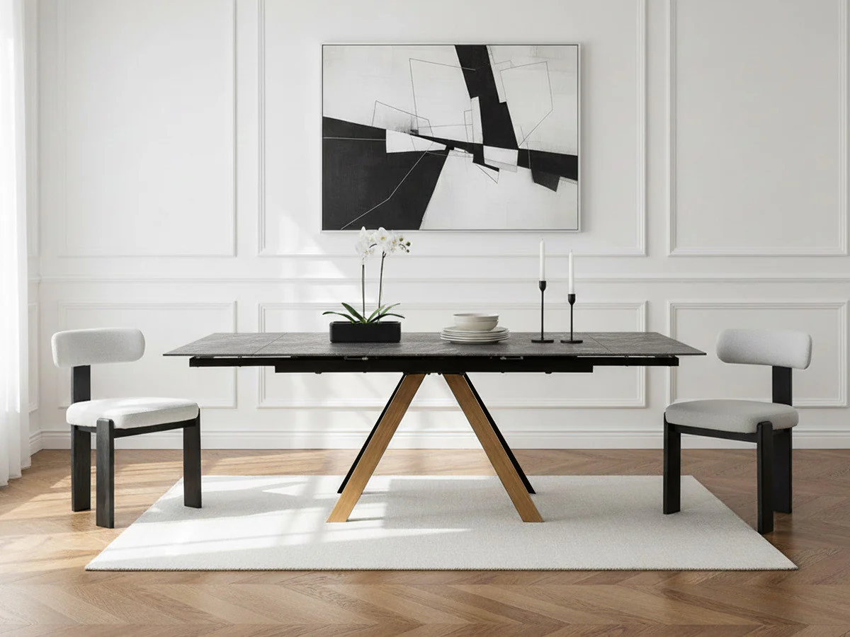 Table à manger extensible 160 à 240 cm ZOLA plateau céramique
