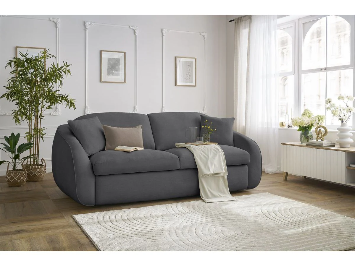 Canapé droit convertible CEZANNE ouverture express tissu lisse - Image 10