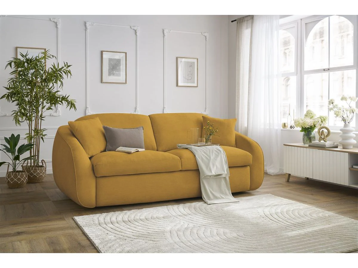 Canapé droit convertible CEZANNE ouverture express tissu lisse - Image 5