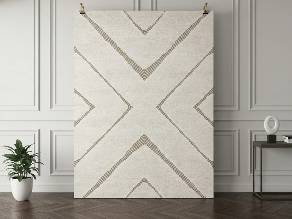 Tapis poils ras RACHIDA motif graphique