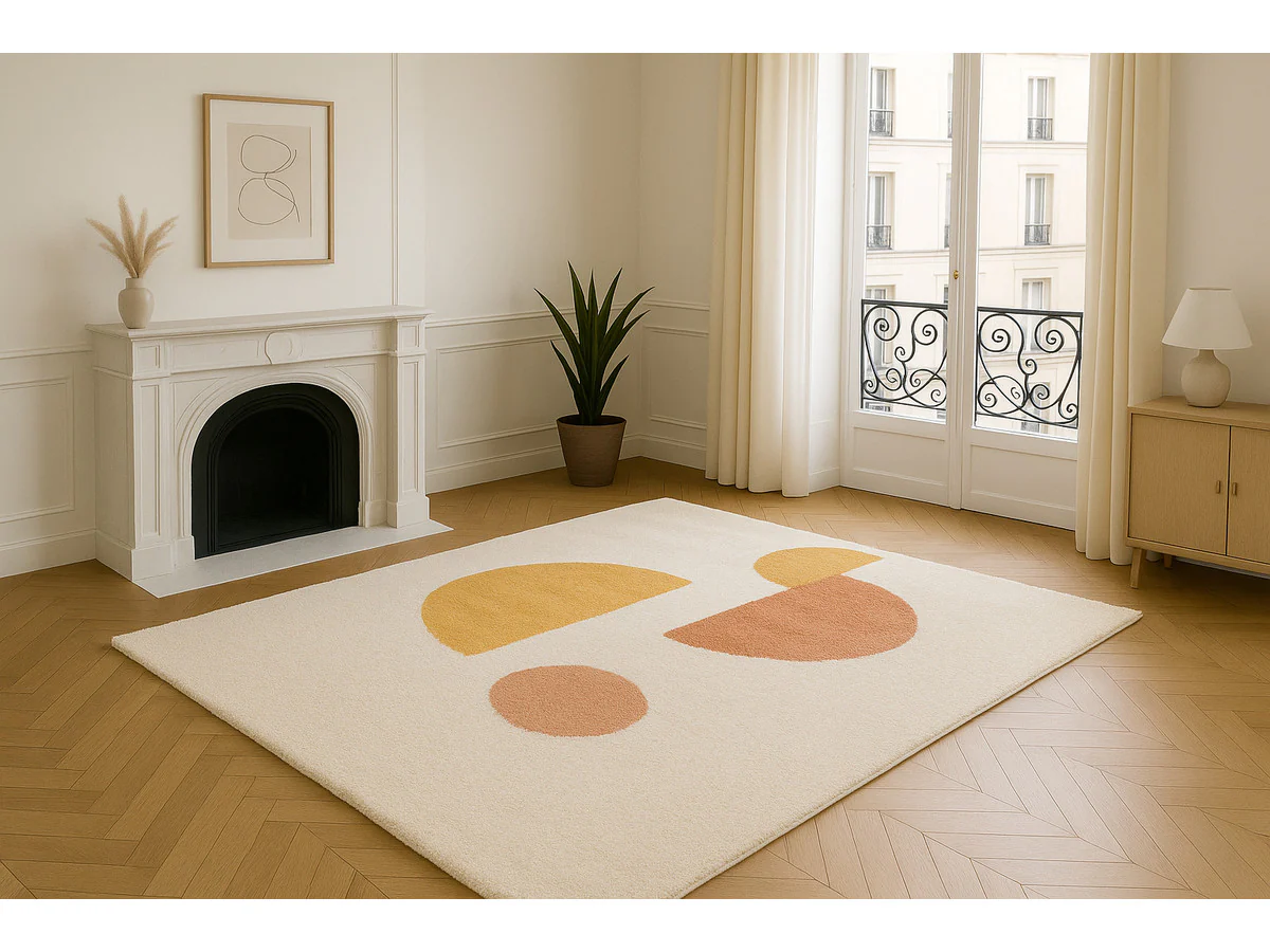 Tapis poils longs ADELINE motif abstrait - Image 2