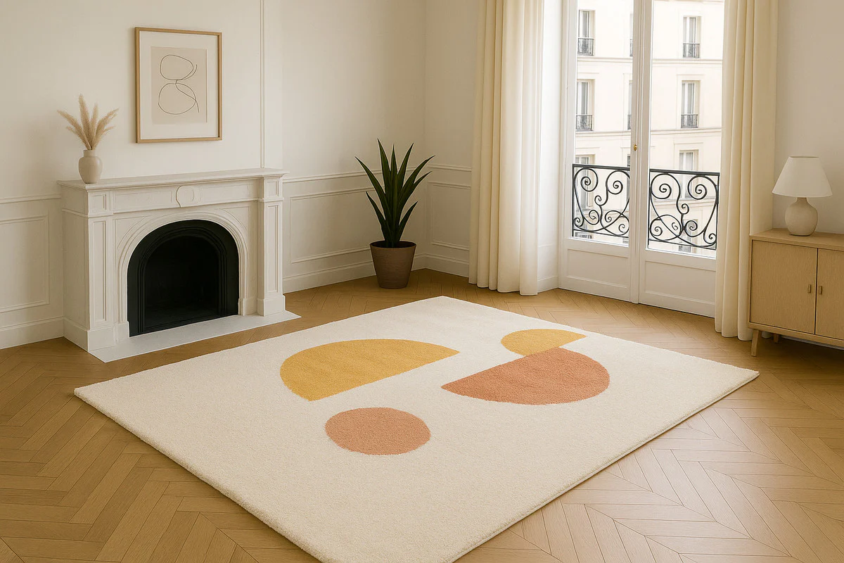 Tapis poils longs ADELINE motif abstrait - Image 3