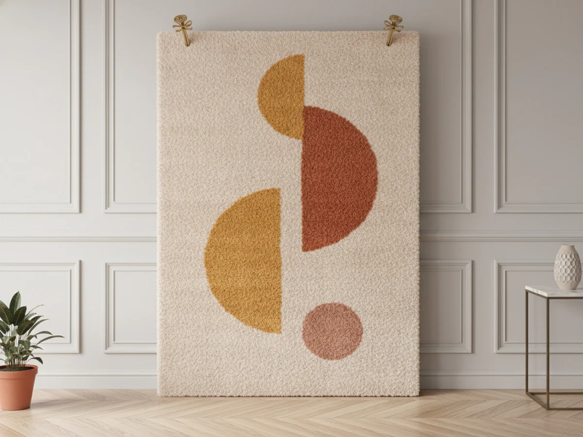 Tapis poils longs ADELINE motif abstrait - Image 4
