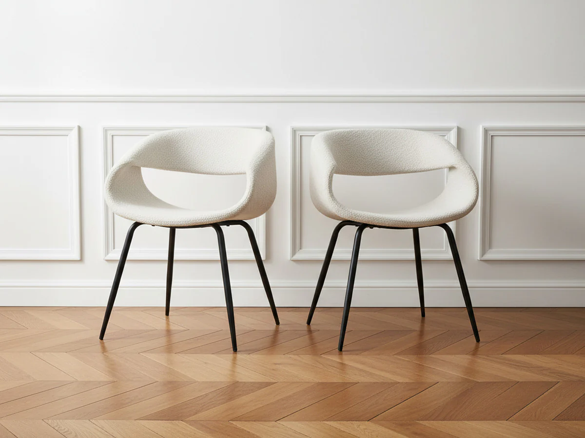 Lot de 2 chaises ISABELLE tissu bouclette