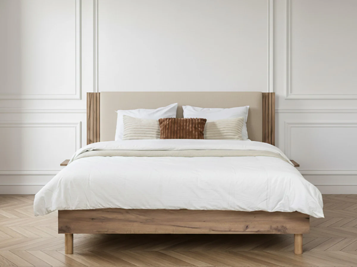 Lit LIOR lattes massives pieds en bois naturel