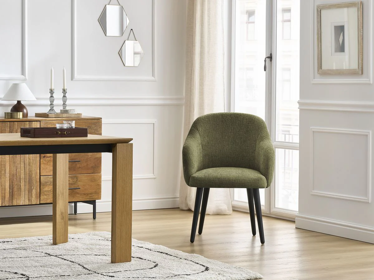 Lot de chaises SOPHIE tissu texturé et pieds scandinaves noirs - Image 5