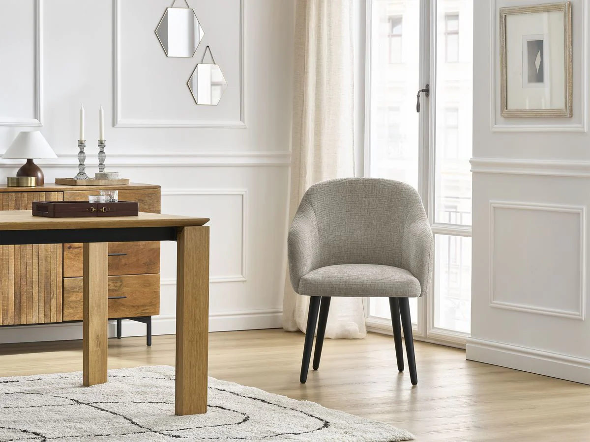 Lot de chaises SOPHIE tissu texturé et pieds scandinaves noirs - Image 6