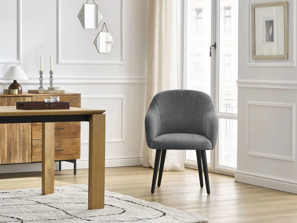 Lot de chaises SOPHIE tissu texturé et pieds scandinaves noirs - Image 7