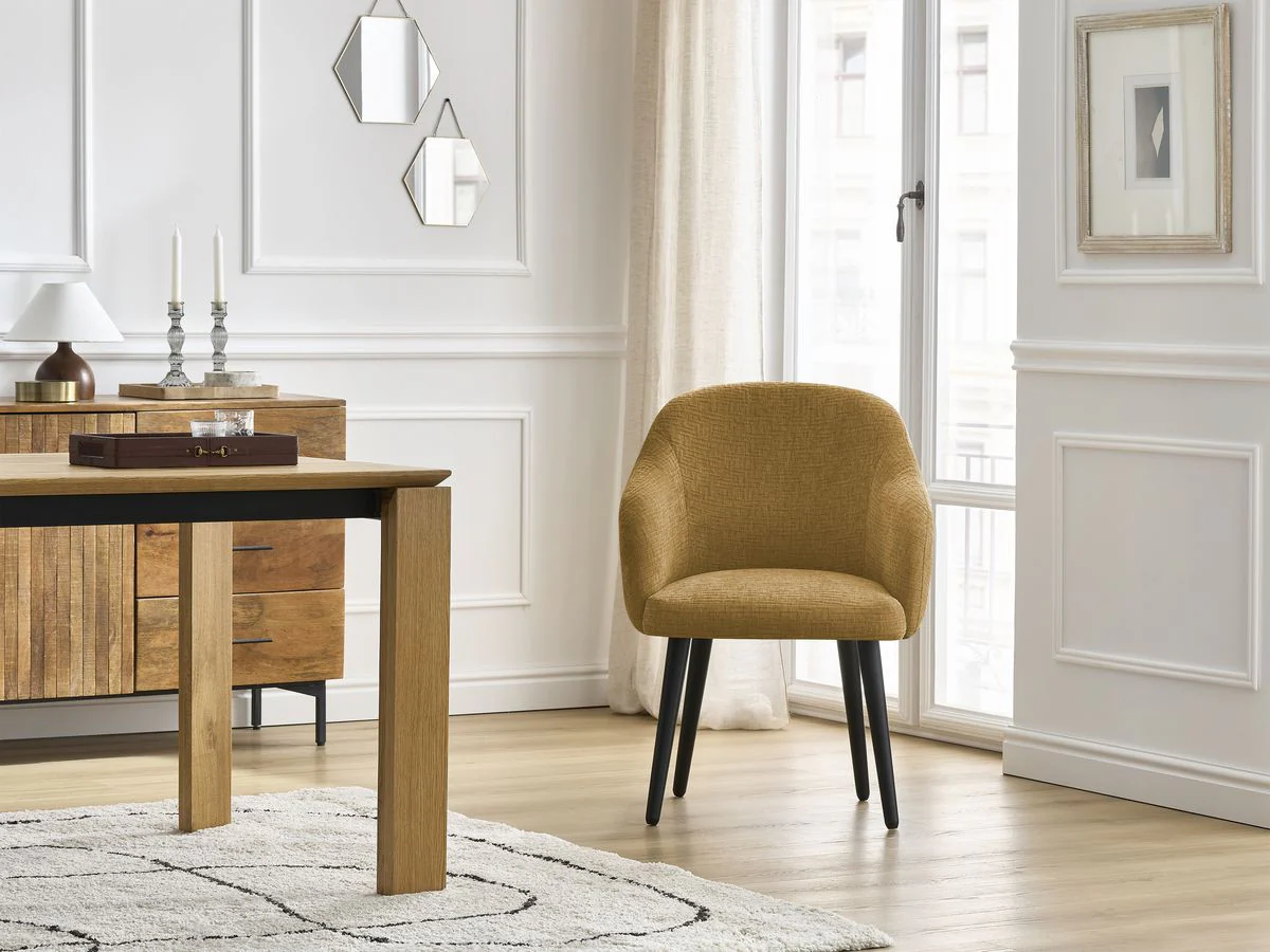 Lot de chaises SOPHIE tissu texturé et pieds scandinaves noirs - Image 8
