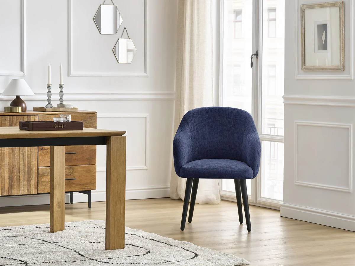 Lot de chaises SOPHIE tissu texturé et pieds scandinaves noirs - Image 9