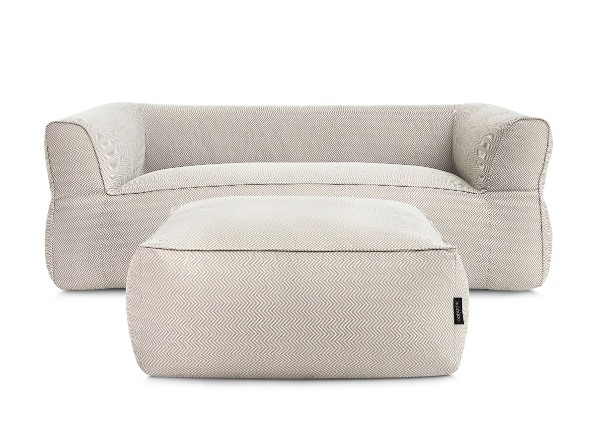Canapé de jardin droit fixe 3 places NOUR avec pouf avec bâche de protection - Image 7