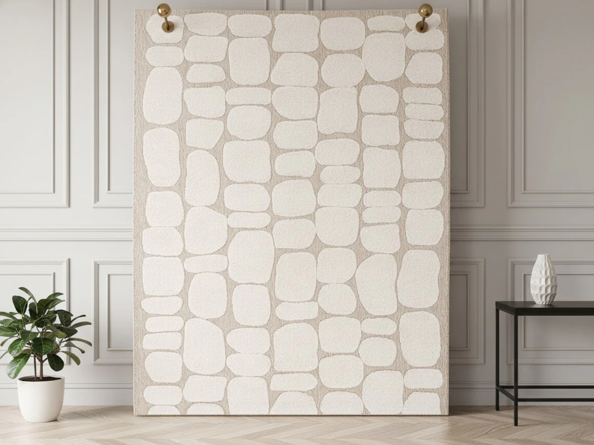 Tapis poils ras ROKU motif abstrait - Image 2