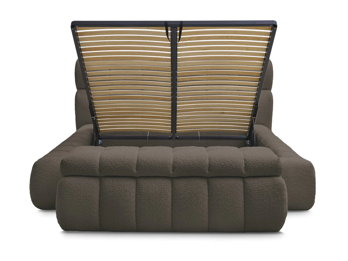 Lit coffre MONT-BLANC + Bout de lit MONT-BLANC tissu bouclette - Image 3