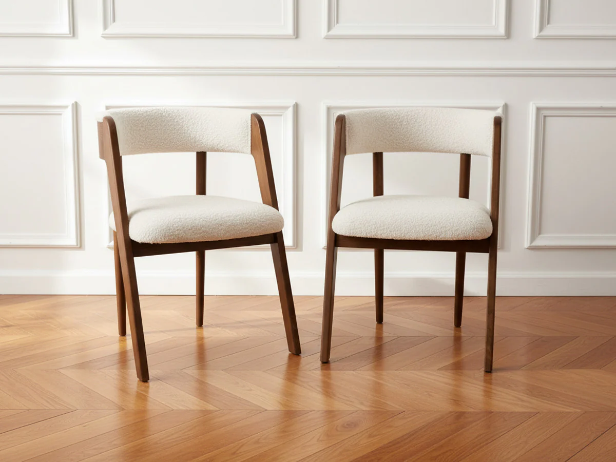 Lot de 2 chaises BASTIDE placage chêne massif et tissu bouclette - Image 5