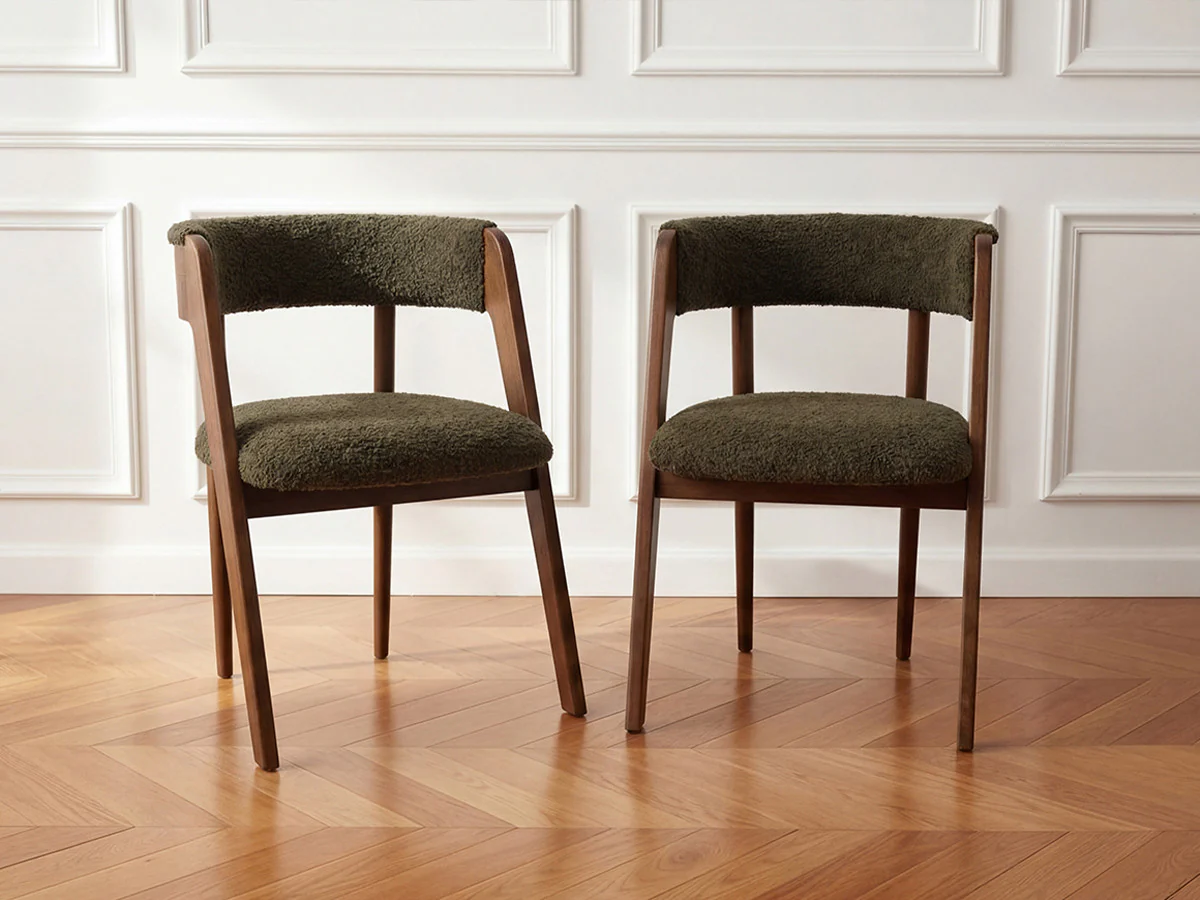 Lot de 2 chaises BASTIDE placage chêne massif et tissu bouclette - Image 7