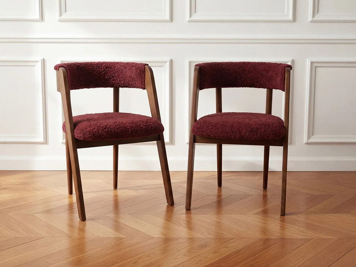 Lot de 2 chaises BASTIDE placage chêne massif et tissu bouclette - Image 8