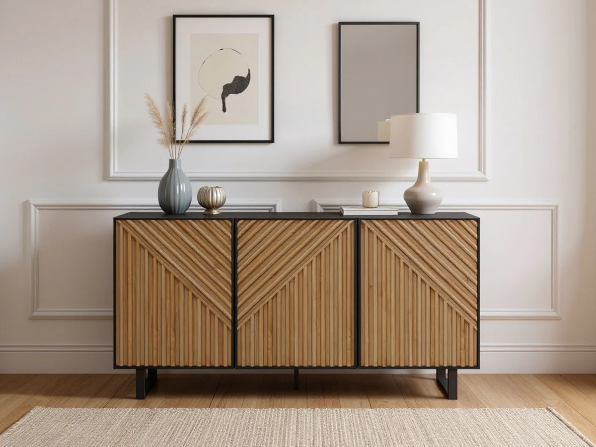 Buffet 3 portes 151 cm ALAIA effet chêne