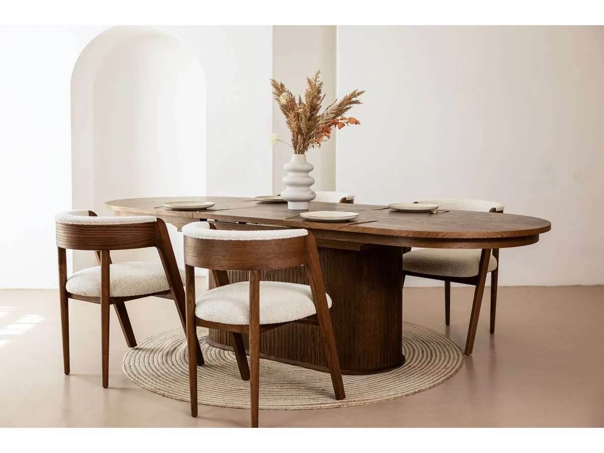 Ensemble MALMOUSQUE avec table à manger extensible 210 à 270 cm + 6 chaises BASTIDE placage chêne massif - Image 2