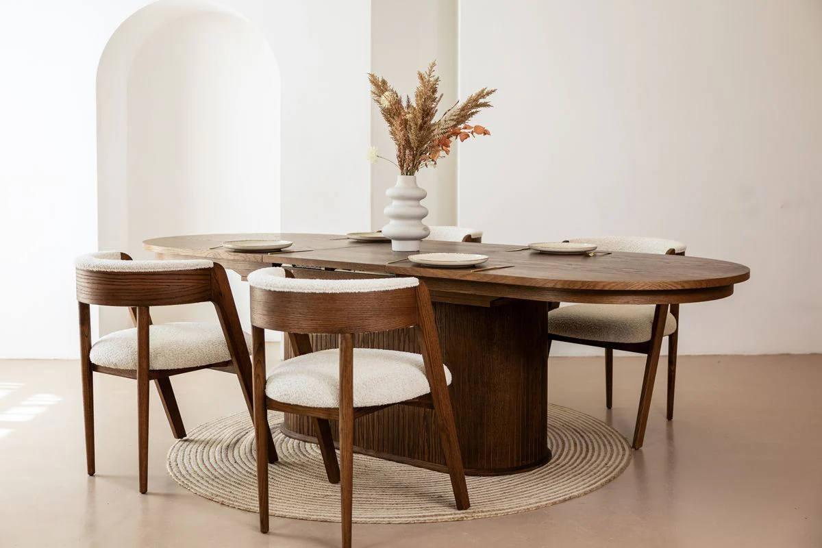 Ensemble MALMOUSQUE avec table à manger extensible 210 à 270 cm + 6 chaises BASTIDE placage chêne massif - Image 4