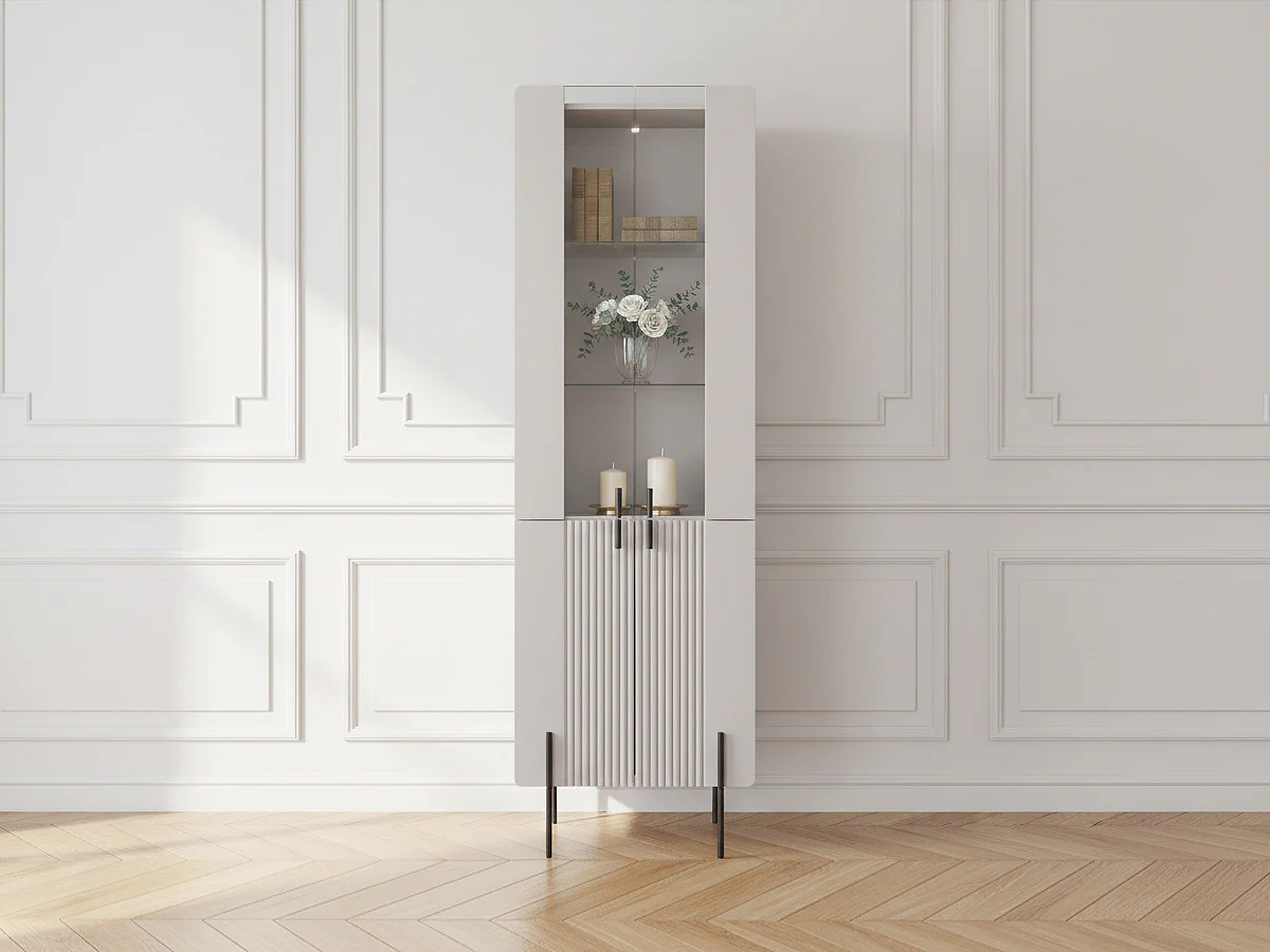 Meuble vitrine 2 portes H.190 cm MATHILDE pieds noirs - Image 2