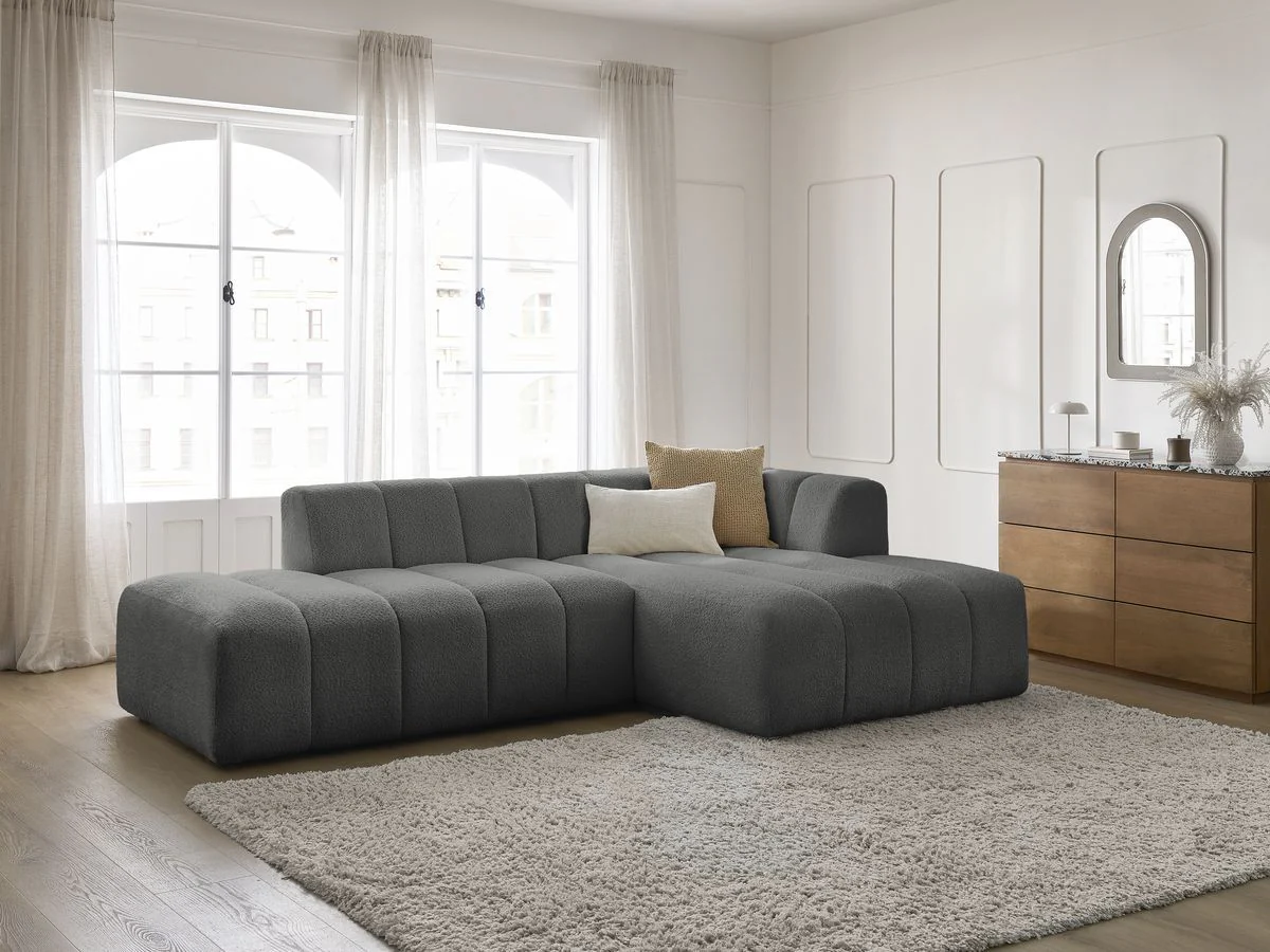 Canapé d'angle fixe modulable ANNECY tissu bouclette - Image 17