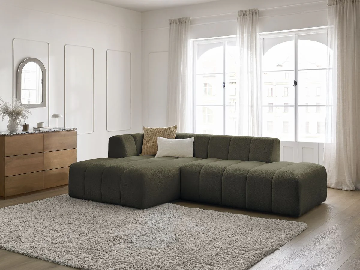 Canapé d'angle fixe modulable ANNECY tissu bouclette - Image 30