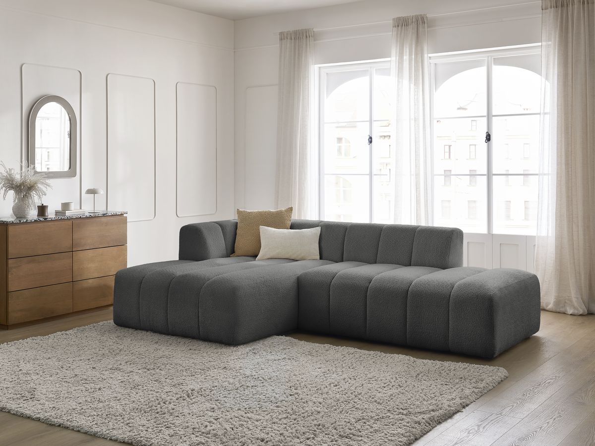 Canapé d'angle fixe modulable ANNECY tissu bouclette - Image 36