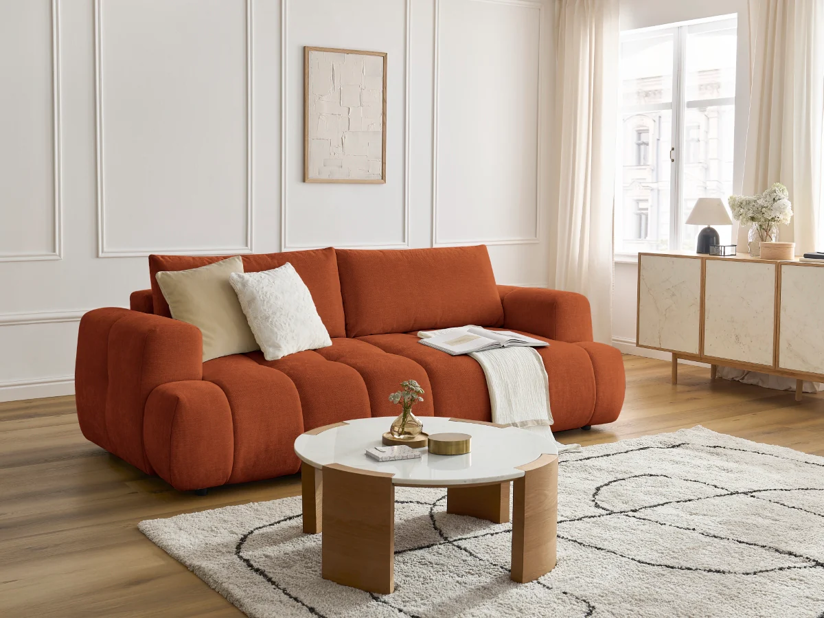 Canapé droit convertible 3 places FUJI  tissu lisse - Image 19
