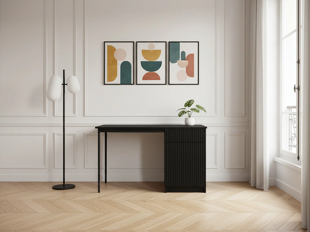 Bureau 1 porte et 1 tiroir KASHA pieds noirs - Image 3