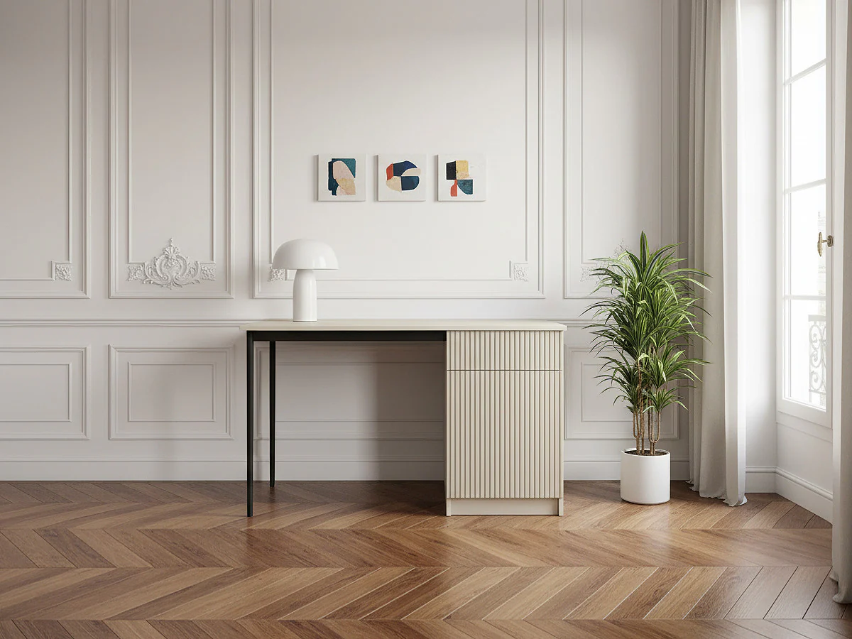 Bureau 1 porte et 1 tiroir KASHA pieds noirs - Image 4