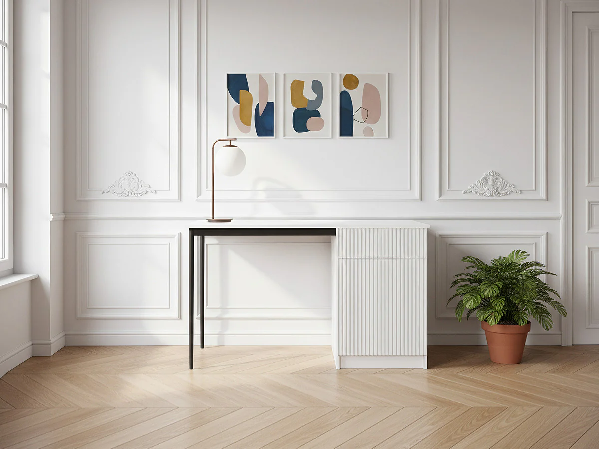 Bureau 1 porte et 1 tiroir KASHA pieds noirs - Image 5