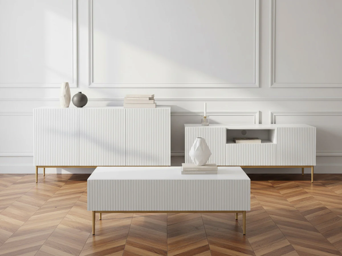 Ensemble KASHA avec meuble TV 150 cm avec niche + buffet 150 cm + table basse pieds or - Image 2