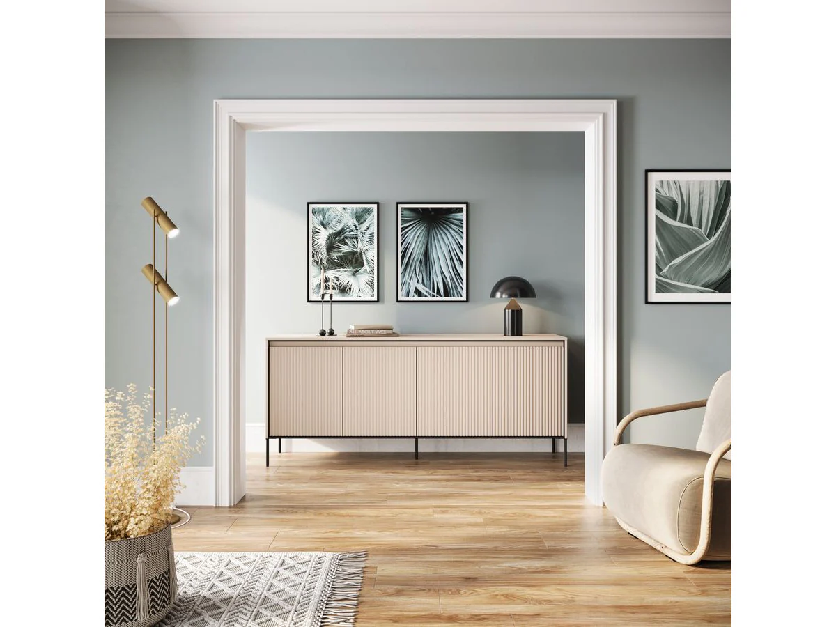 Ensemble LENARA avec buffet 193 cm + meuble TV 193 cm + table basse avec tasseaux et LED - Image 3