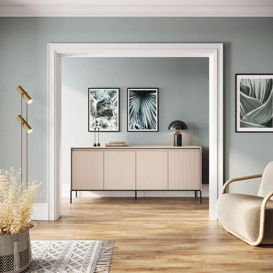 Ensemble LENARA avec buffet 193 cm + meuble TV 193 cm + table basse avec tasseaux et LED - Image 7