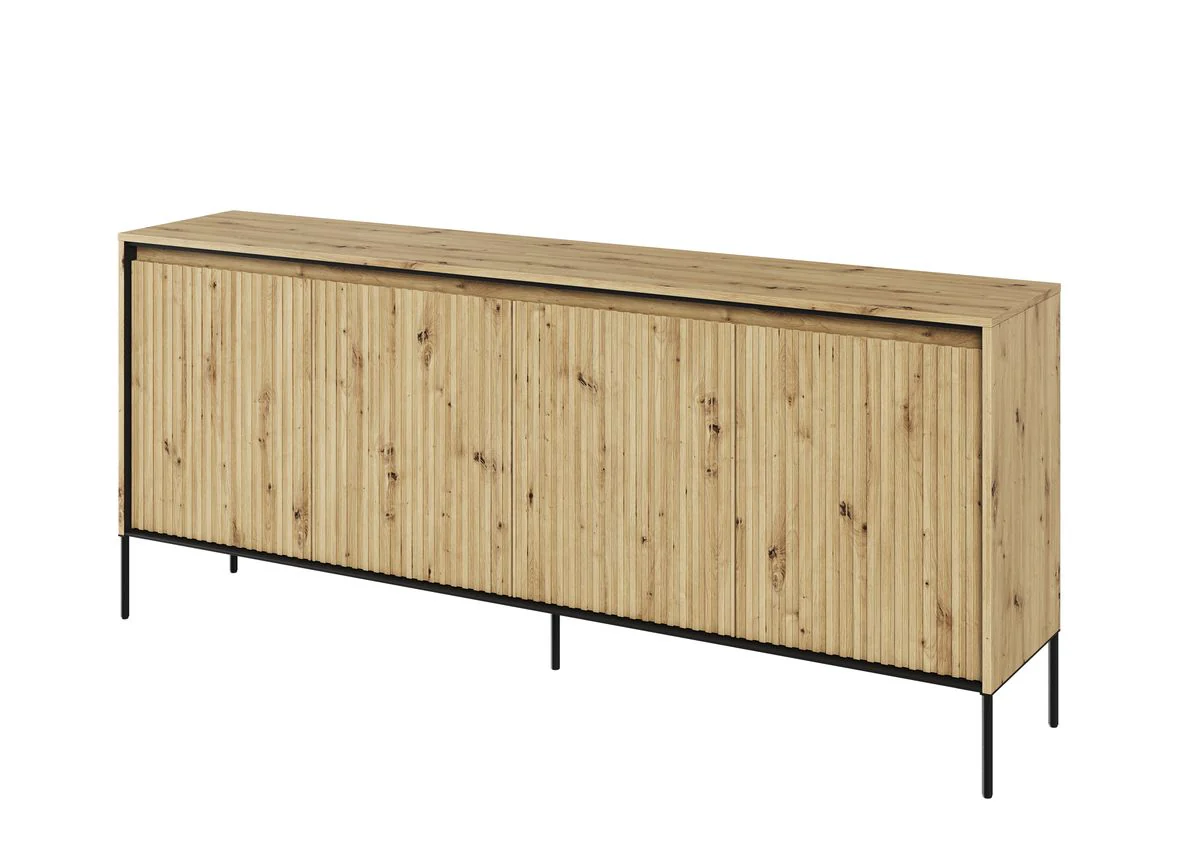 Ensemble LENARA avec buffet 193 cm + meuble TV 193 cm + table basse avec tasseaux et LED - Image 8