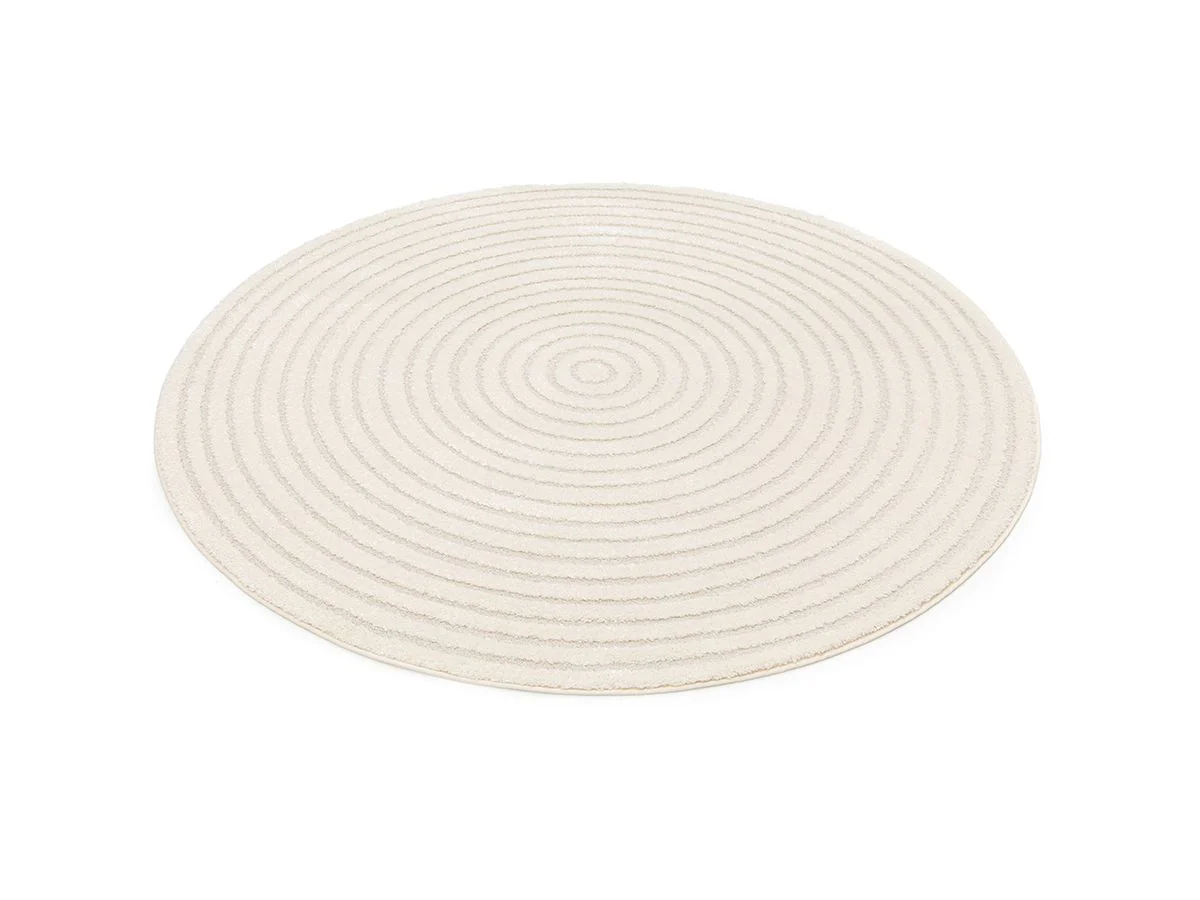Tapis rond poils ras ONDELIA motif géométrique