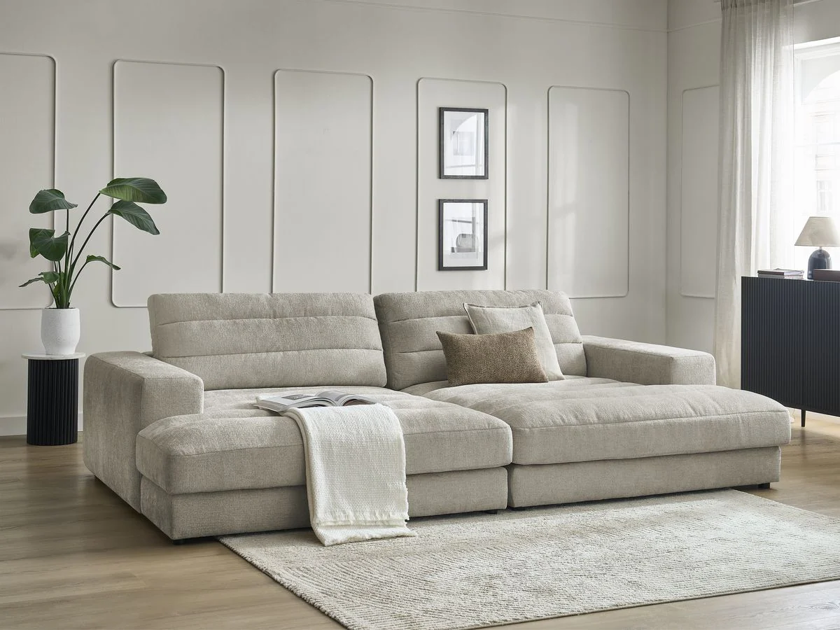 Canapé droit fixe 4 places SIERRA assise profonde tissu texturé - Image 10
