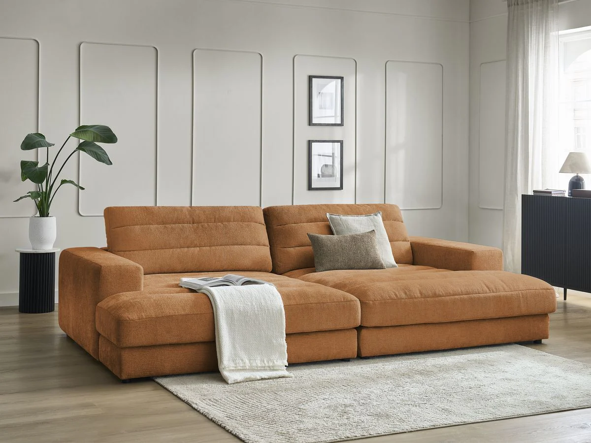 Canapé droit fixe 4 places SIERRA assise profonde tissu texturé - Image 12