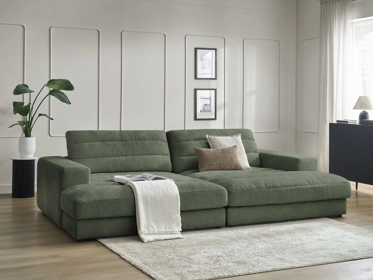 Canapé droit fixe 4 places SIERRA assise profonde tissu texturé - Image 13